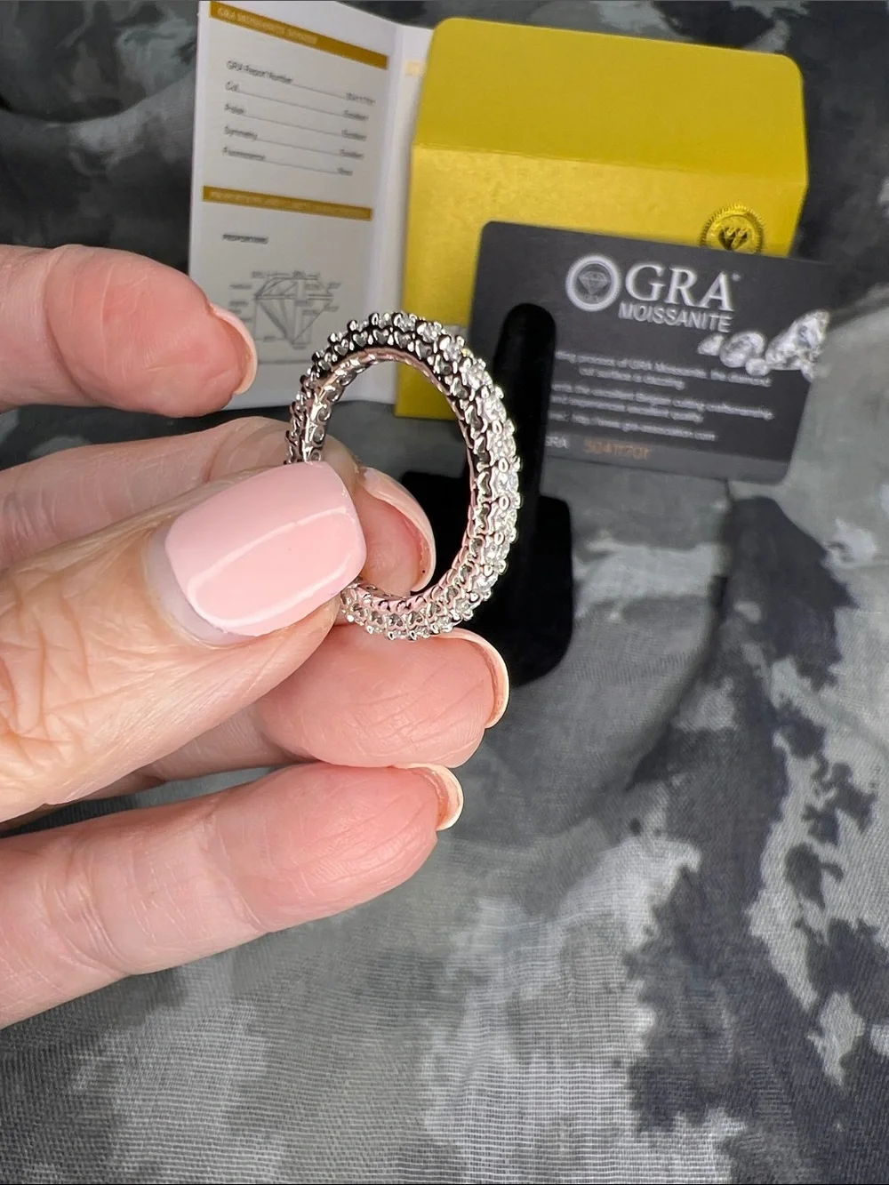 Sterling Silver 925 Moissanite Round Cut Eternity Band in White